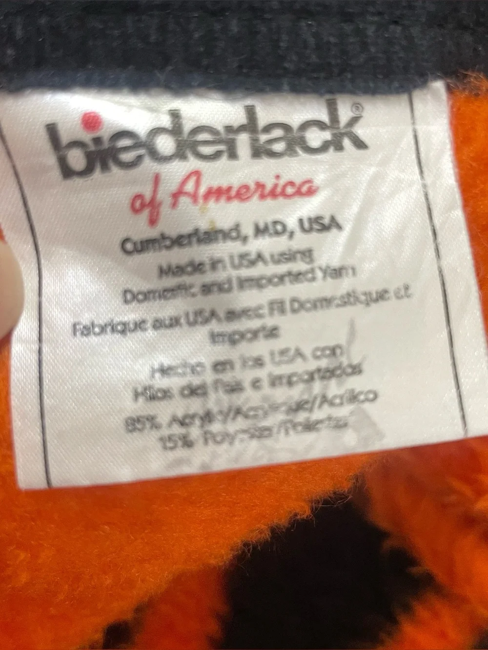 Harley Davidson Blanket Motorcycle Biederlack Orange Black Fleece Throw 48 x 54